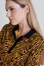 Zebra Print Short Sleeve Polo Shirt
