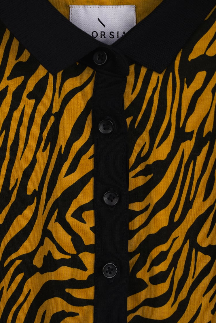 Zebra Print Short Sleeve Polo Shirt