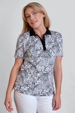Zebra Print Short Sleeve Polo Shirt