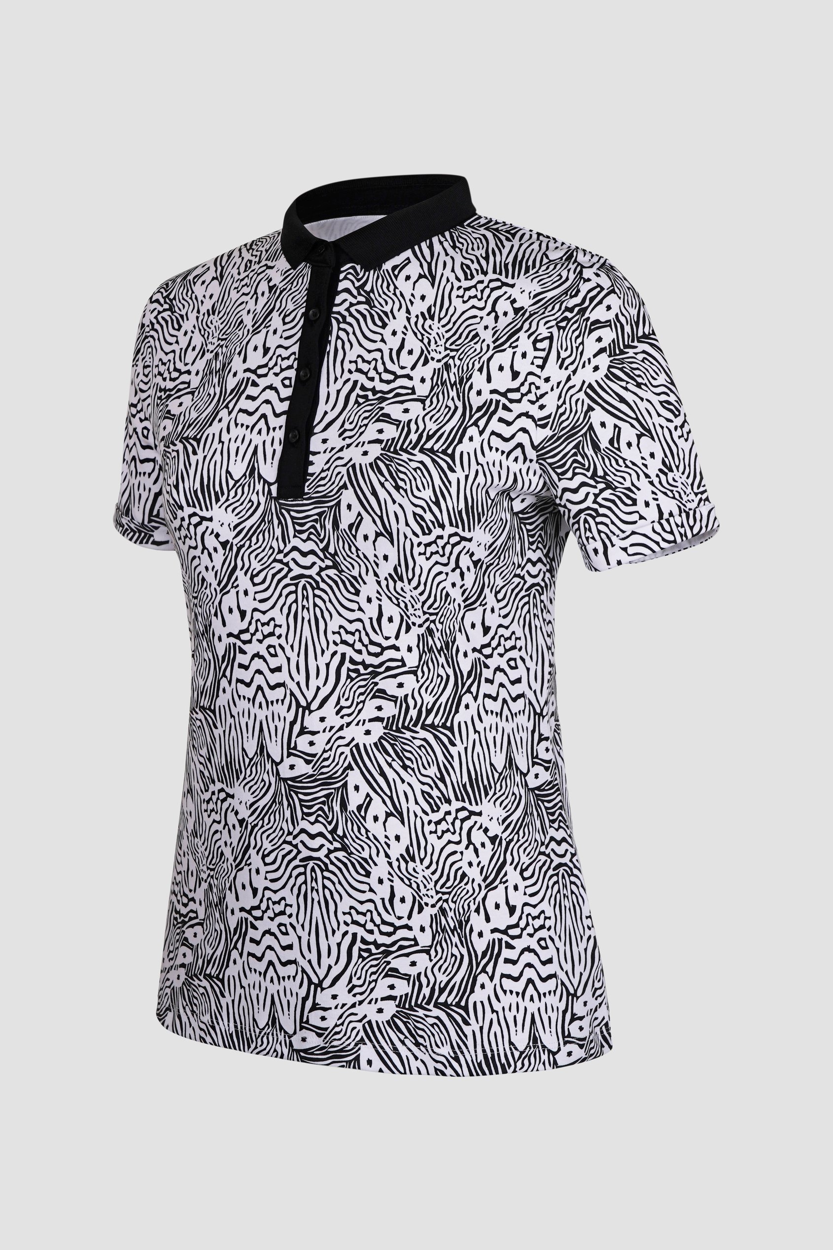 Zebra Print Short Sleeve Polo Shirt