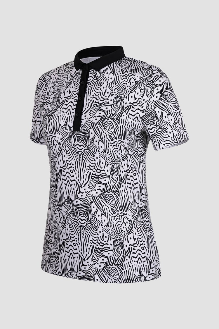 Zebra Print Short Sleeve Polo Shirt