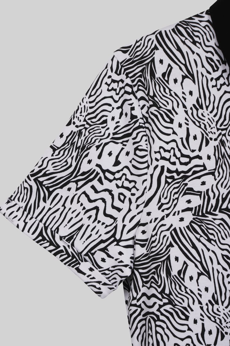 Zebra Print Short Sleeve Polo Shirt