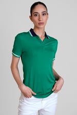Women's Contrast Collar Jersey Polo Shirt