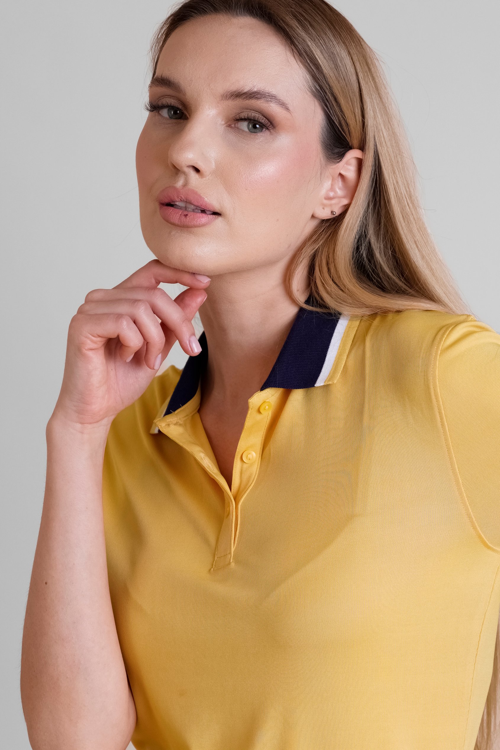 Women's Contrast Collar Jersey Polo Shirt