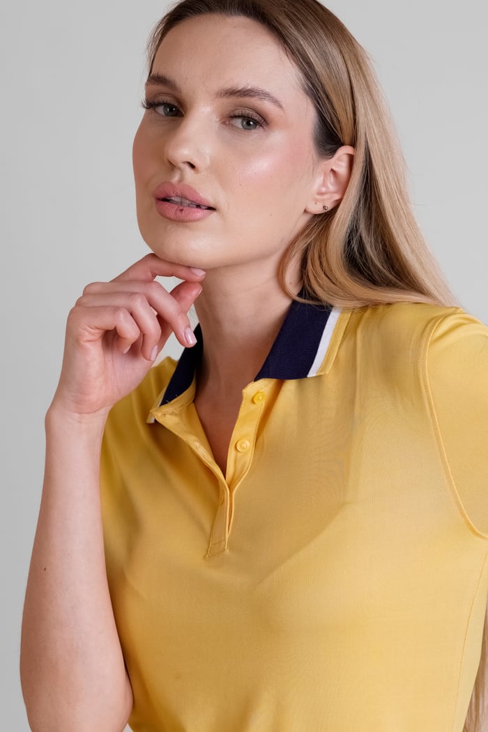 Women’s Contrast Collar Jersey Polo Shirt