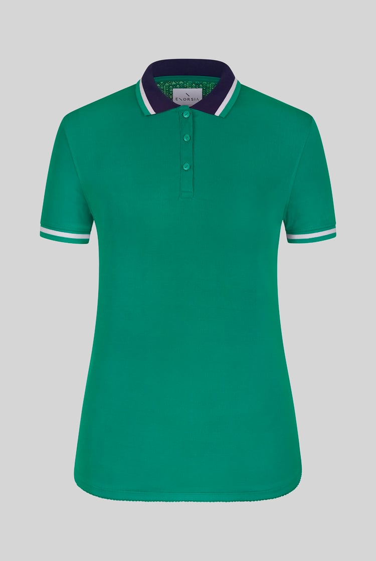 Women's Contrast Collar Jersey Polo Shirt