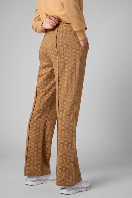 Womens Brown Pleated Wide Leg Trouser