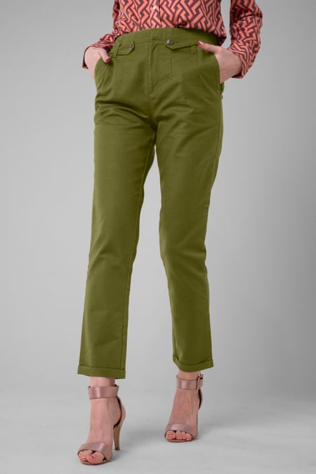 Womens White Tapered Leg Trouser