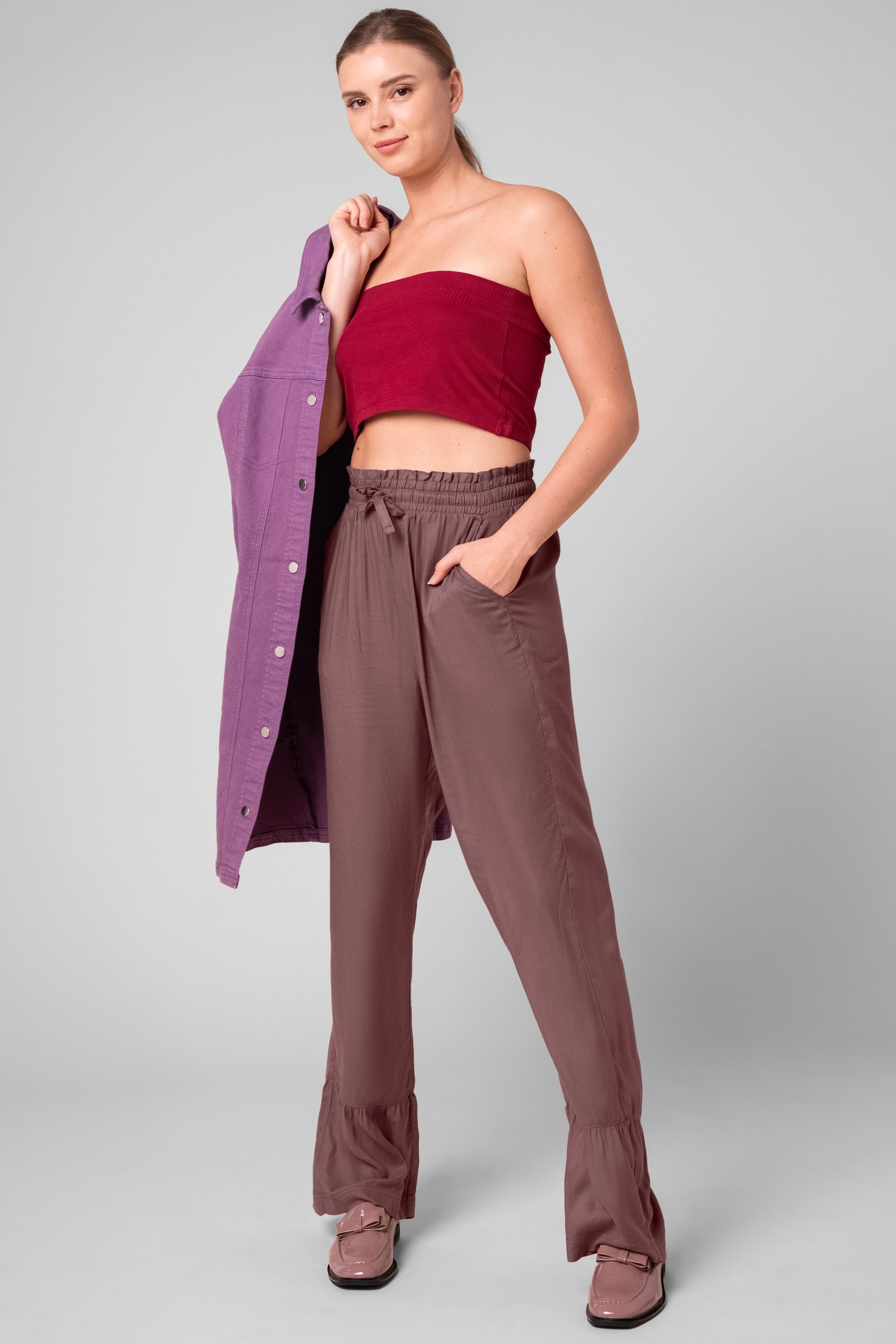 Womens Frill Trim Trouser