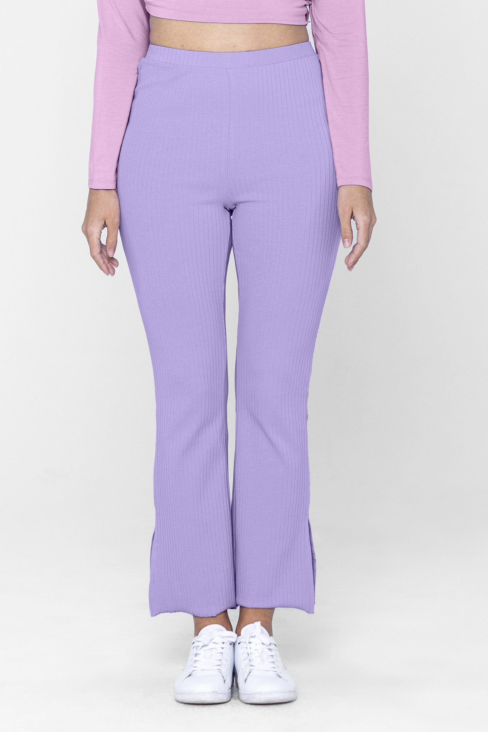 Jersey Ribbed Side slit Leggings