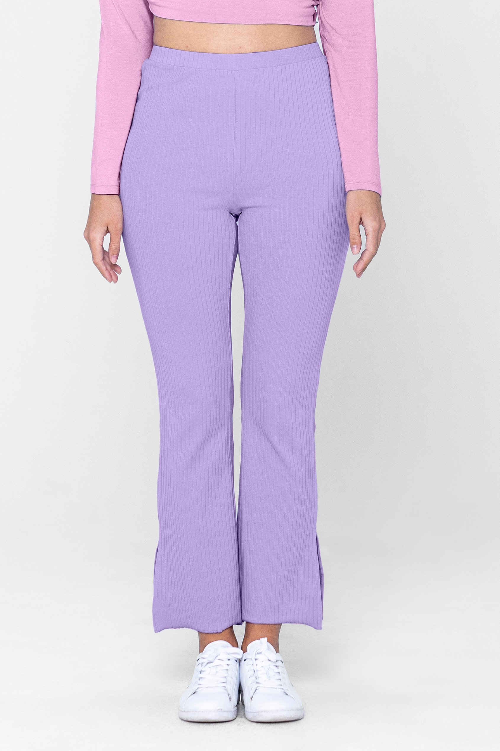 Jersey Ribbed Side slit Leggings