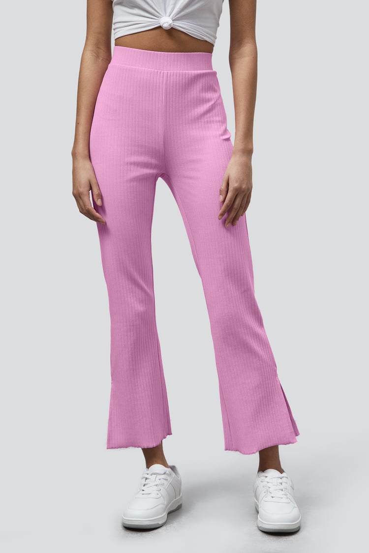 Jersey Ribbed Side slit Leggings