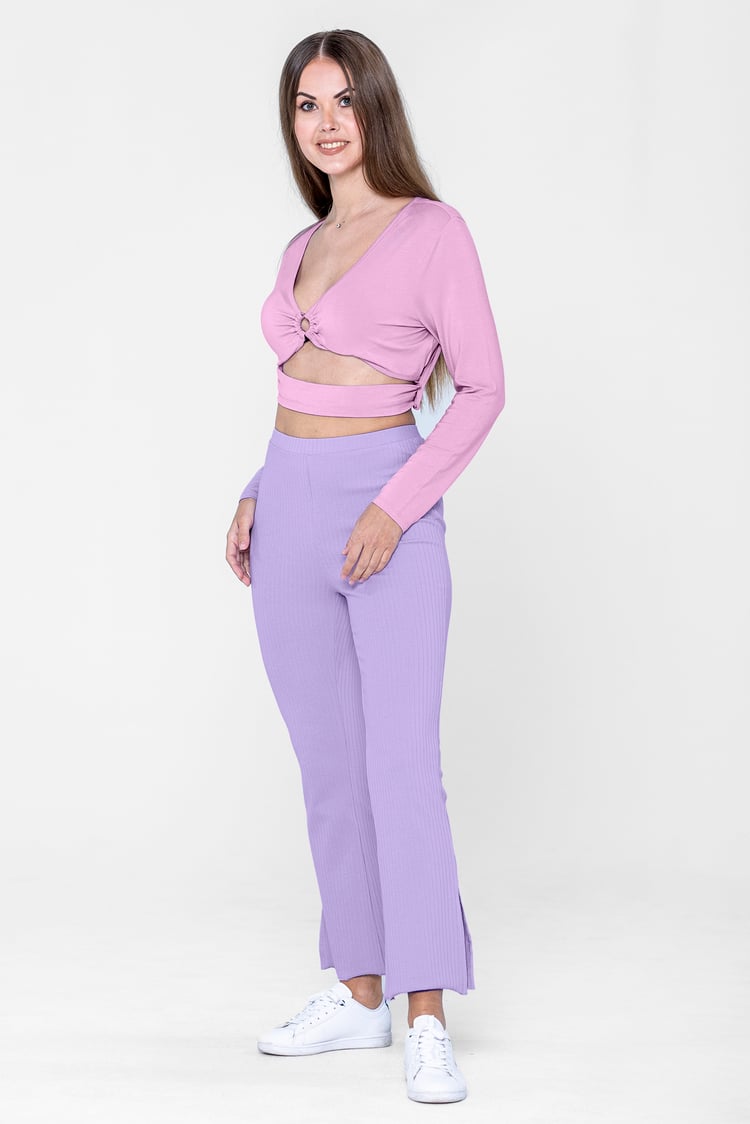 Jersey Ribbed Side slit Leggings