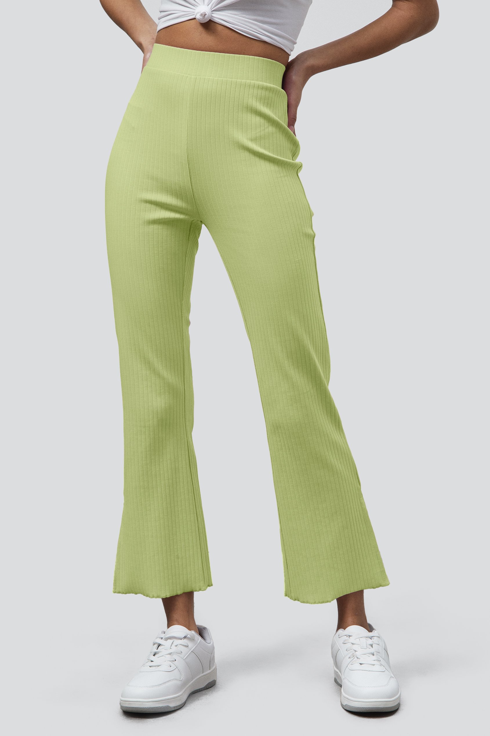 Jersey Ribbed Side slit Leggings