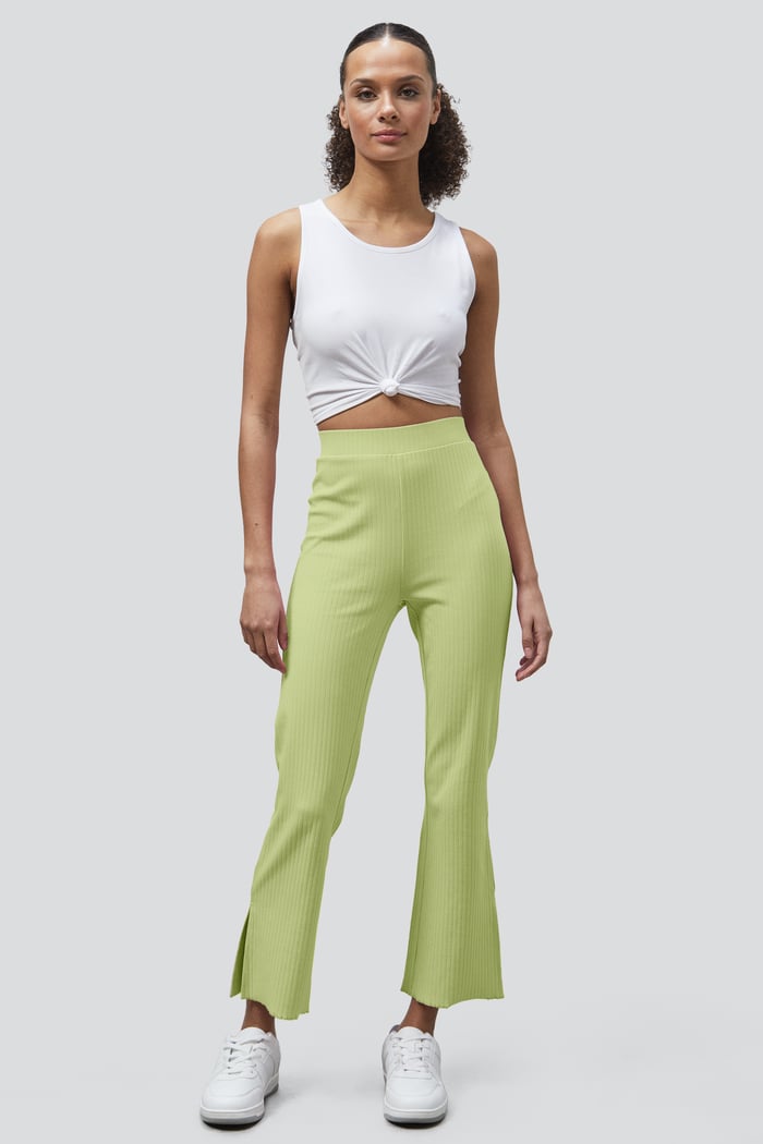 Jersey Ribbed Side slit Leggings