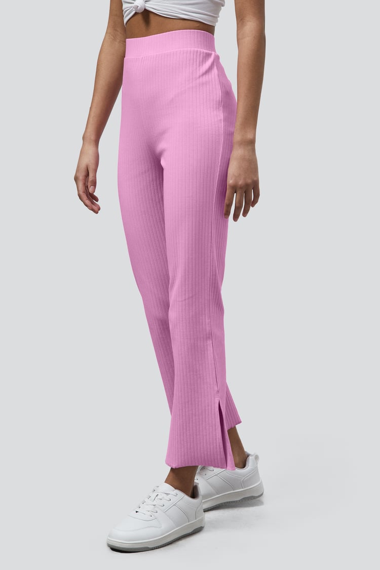 Jersey Ribbed Side slit Leggings