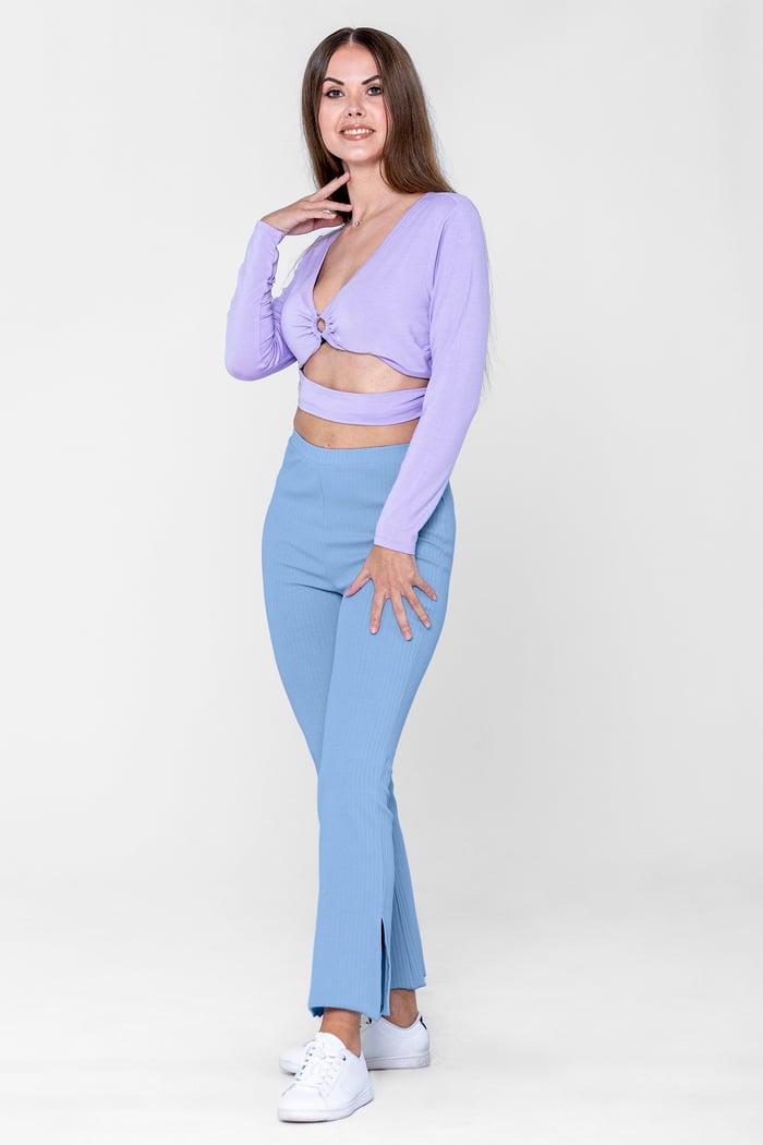 Jersey Ribbed Side slit Leggings