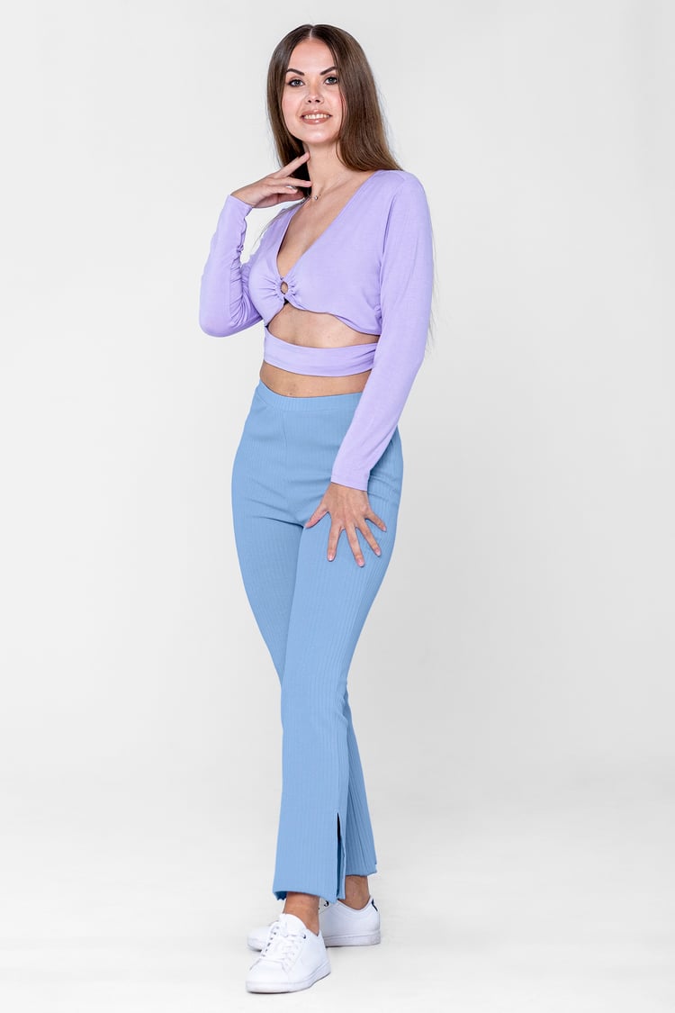 Jersey Ribbed Side slit Leggings