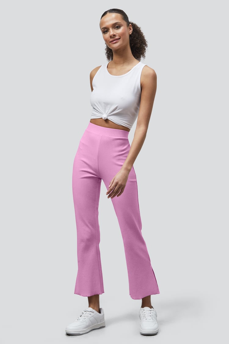 Jersey Ribbed Side slit Leggings