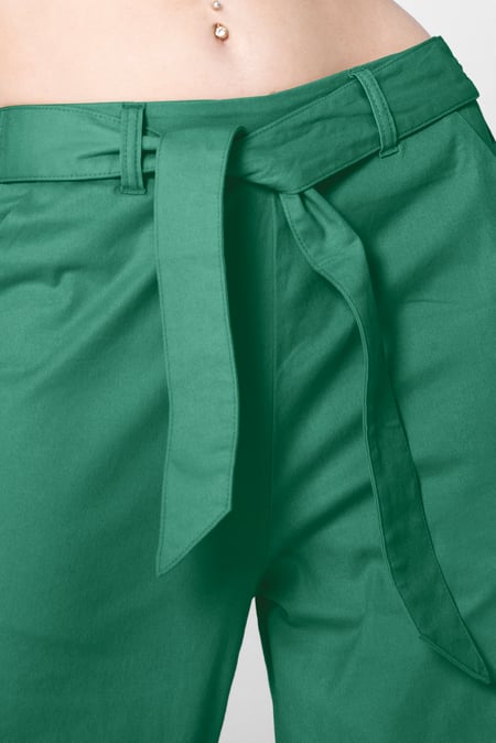 Green Comfort Stretch Wide Leg Trousers