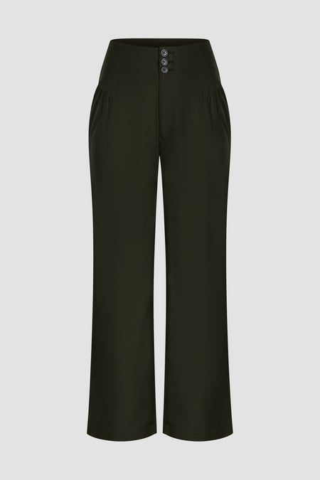 Blue High-Waisted  Stright Leg Trousers