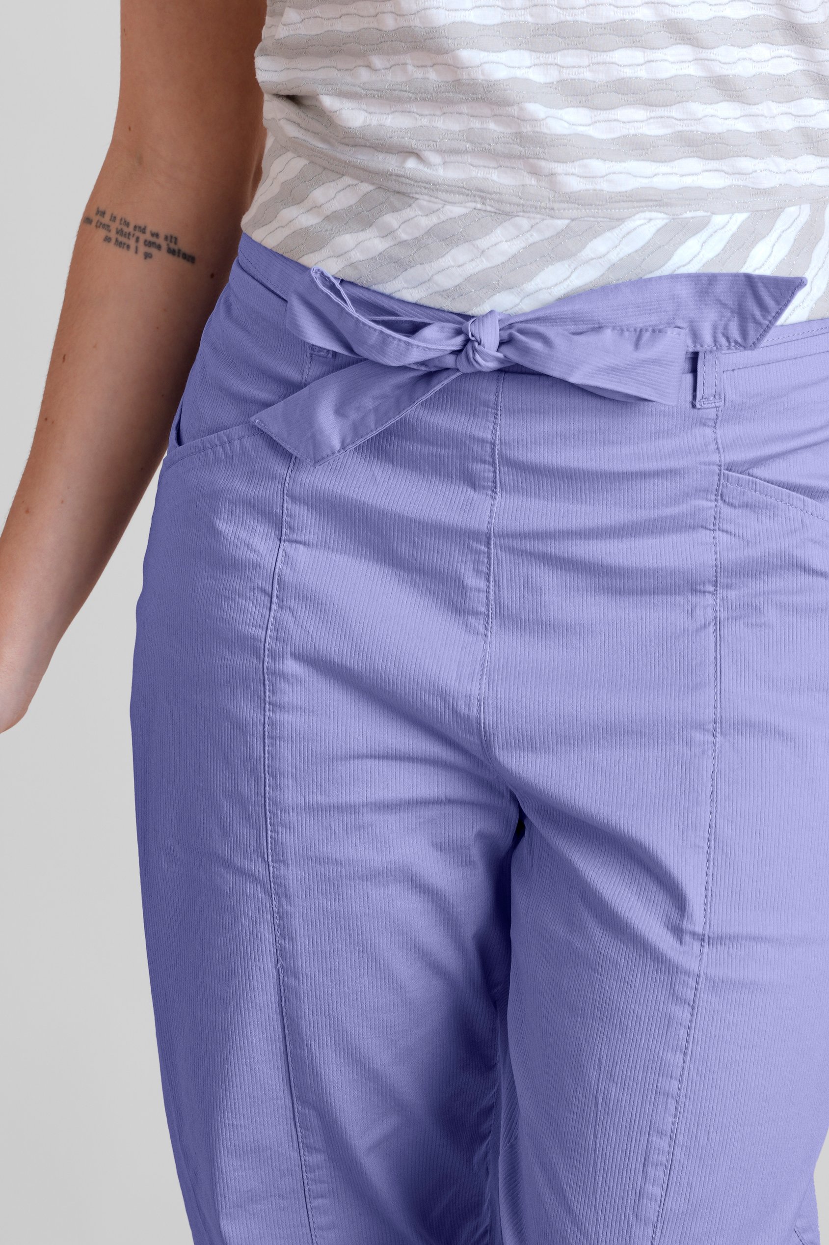 Women's Cotton Stretch Woven Trouser With Waist Belt