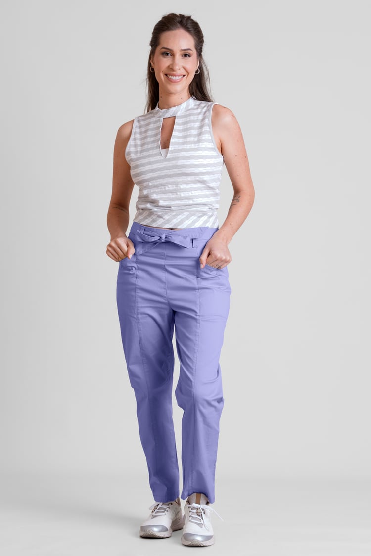 Women's Cotton Stretch Woven Trouser With Waist Belt