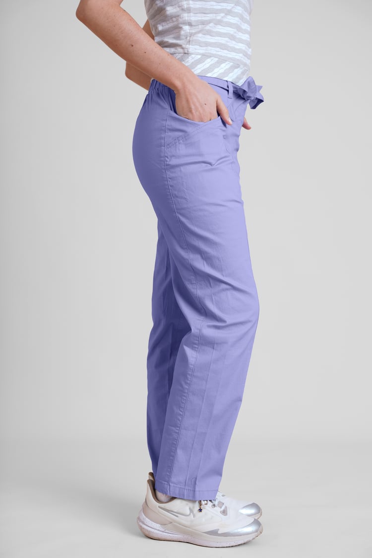 Women's Cotton Stretch Woven Trouser With Waist Belt