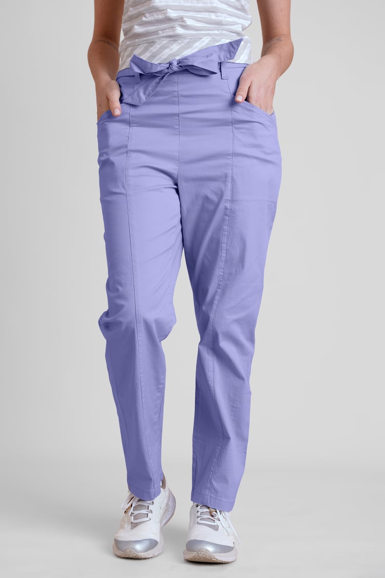 Women's Cotton Stretch Woven Trouser With Waist Belt