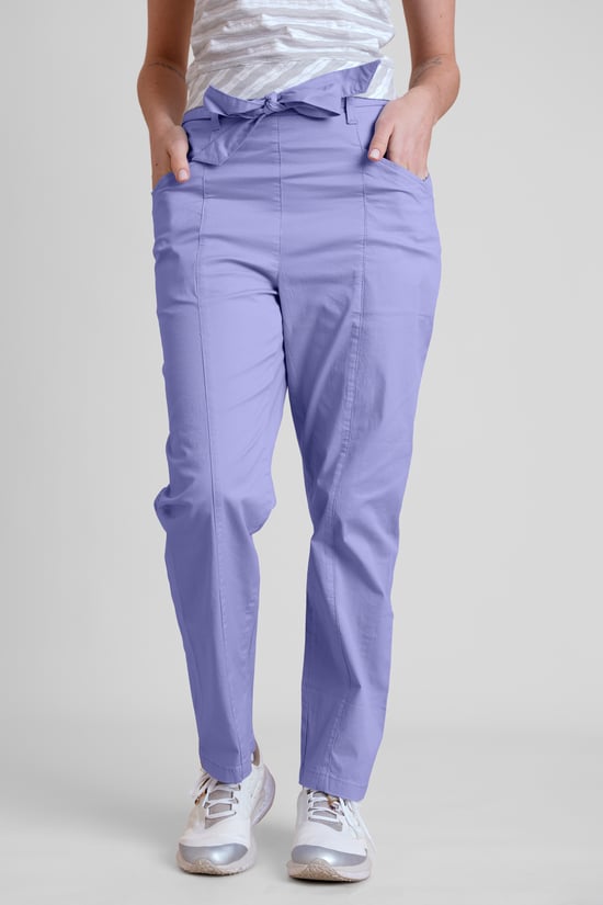 Women's Cotton Stretch Woven Trouser With Waist Belt