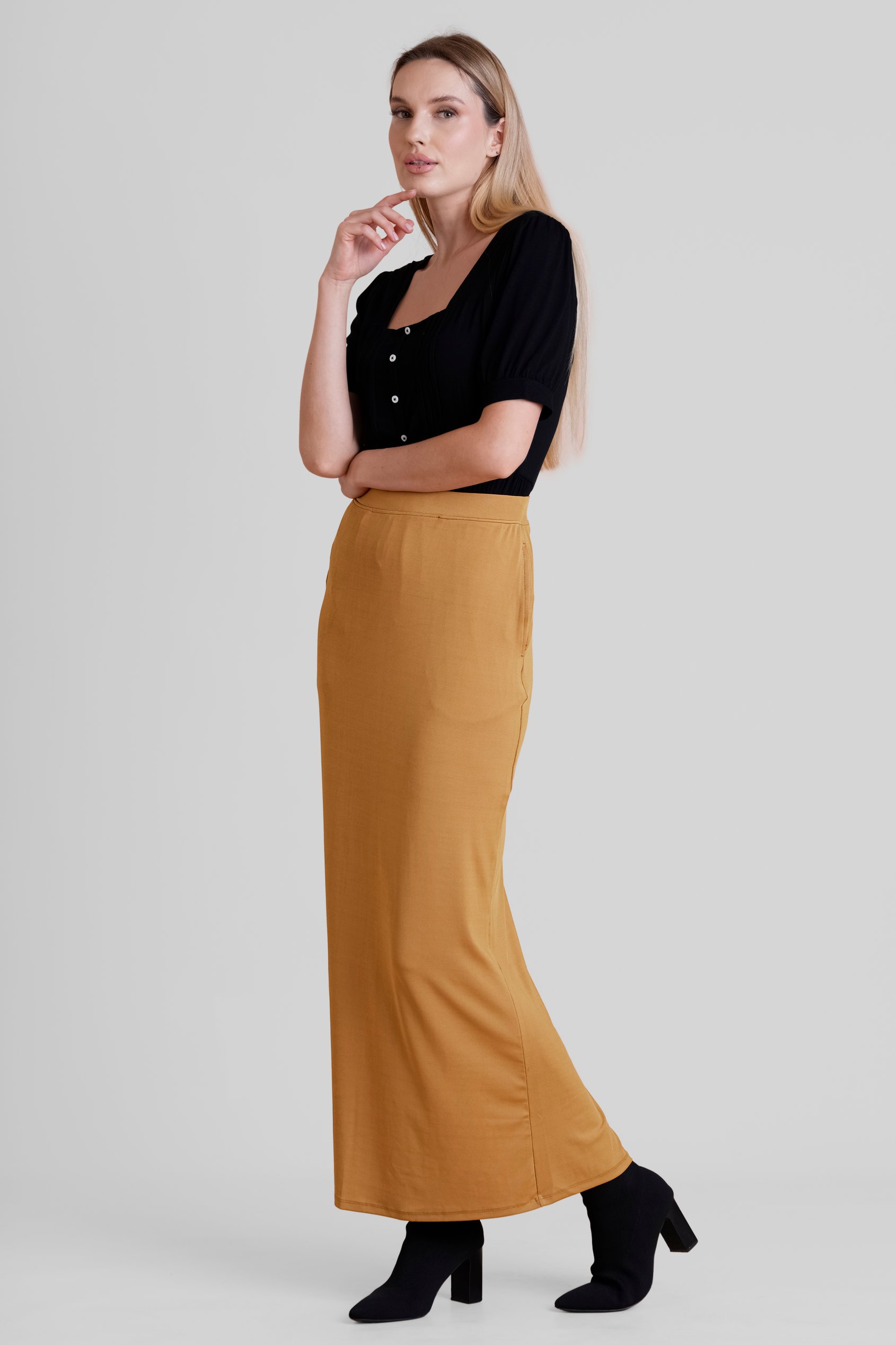 Detailed Stitched Jersey Comfort Fit Skirt
