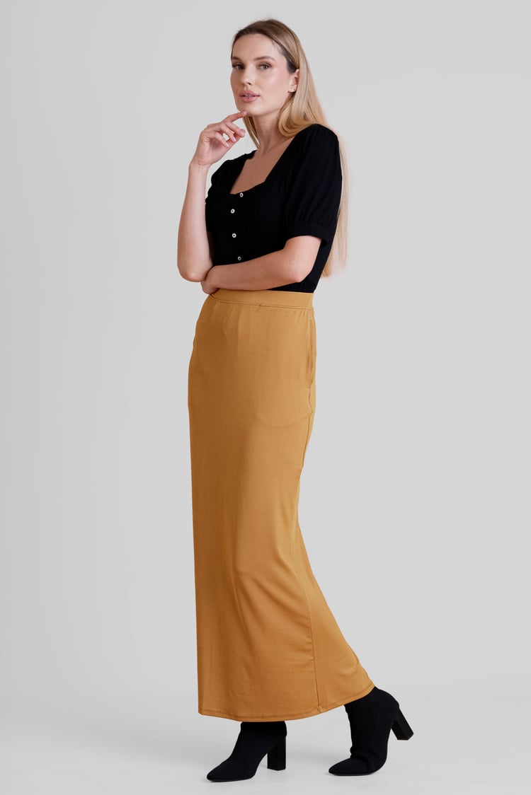 Detailed Stitched Jersey Comfort Fit Skirt