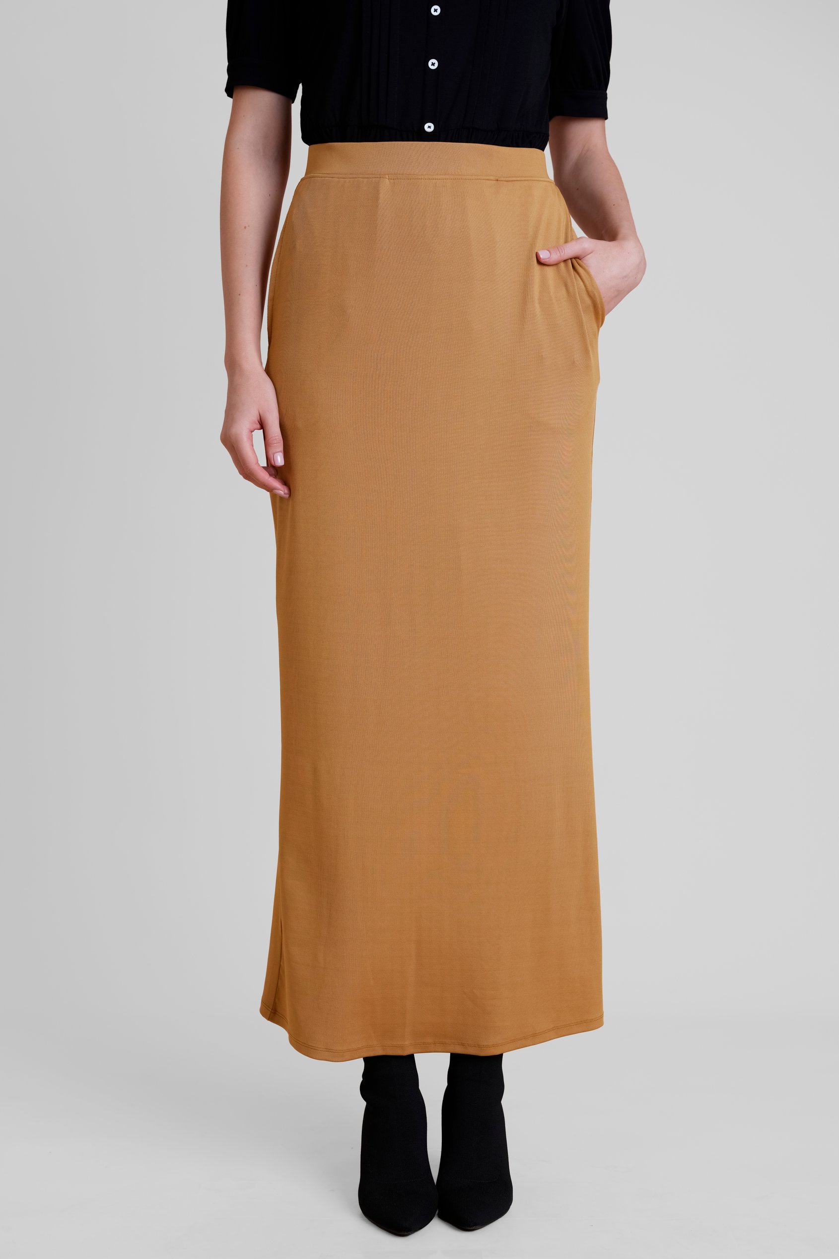 Detailed Stitched Jersey Comfort Fit Skirt