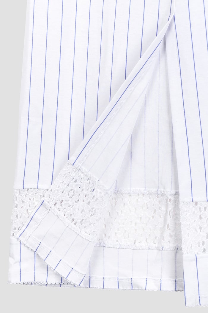 Basic Lace Details Striped Jersey Skirt