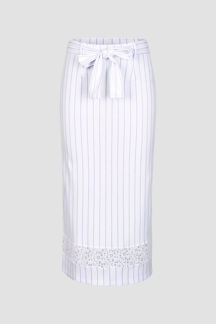 Basic Lace Details Striped Jersey Skirt