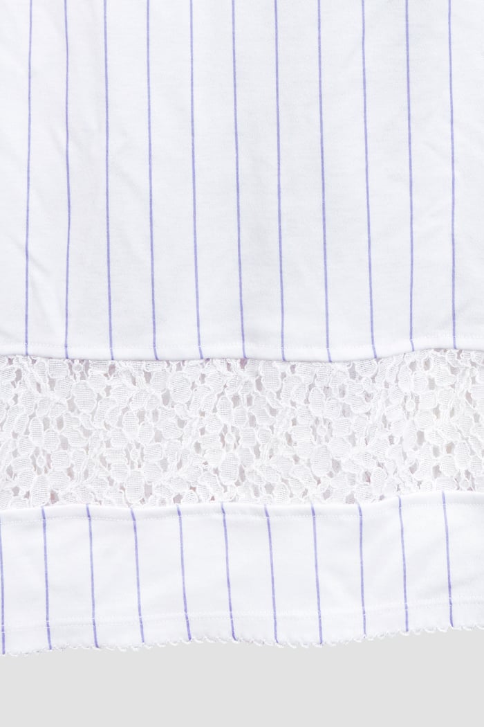 Basic Lace Details Striped Jersey Skirt