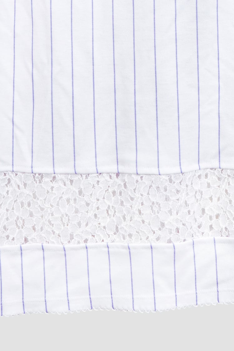 Basic Lace Details Striped Jersey Skirt