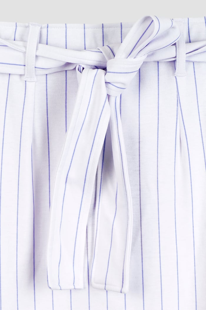 Basic Lace Details Striped Jersey Skirt