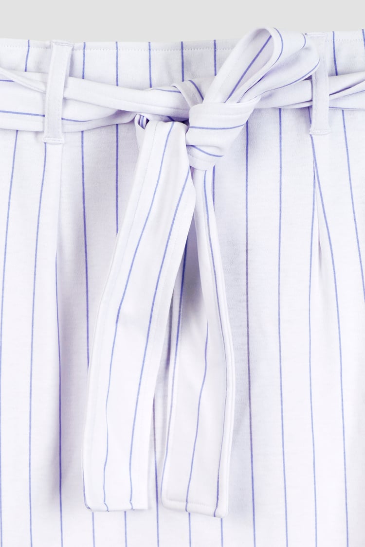 Basic Lace Details Striped Jersey Skirt