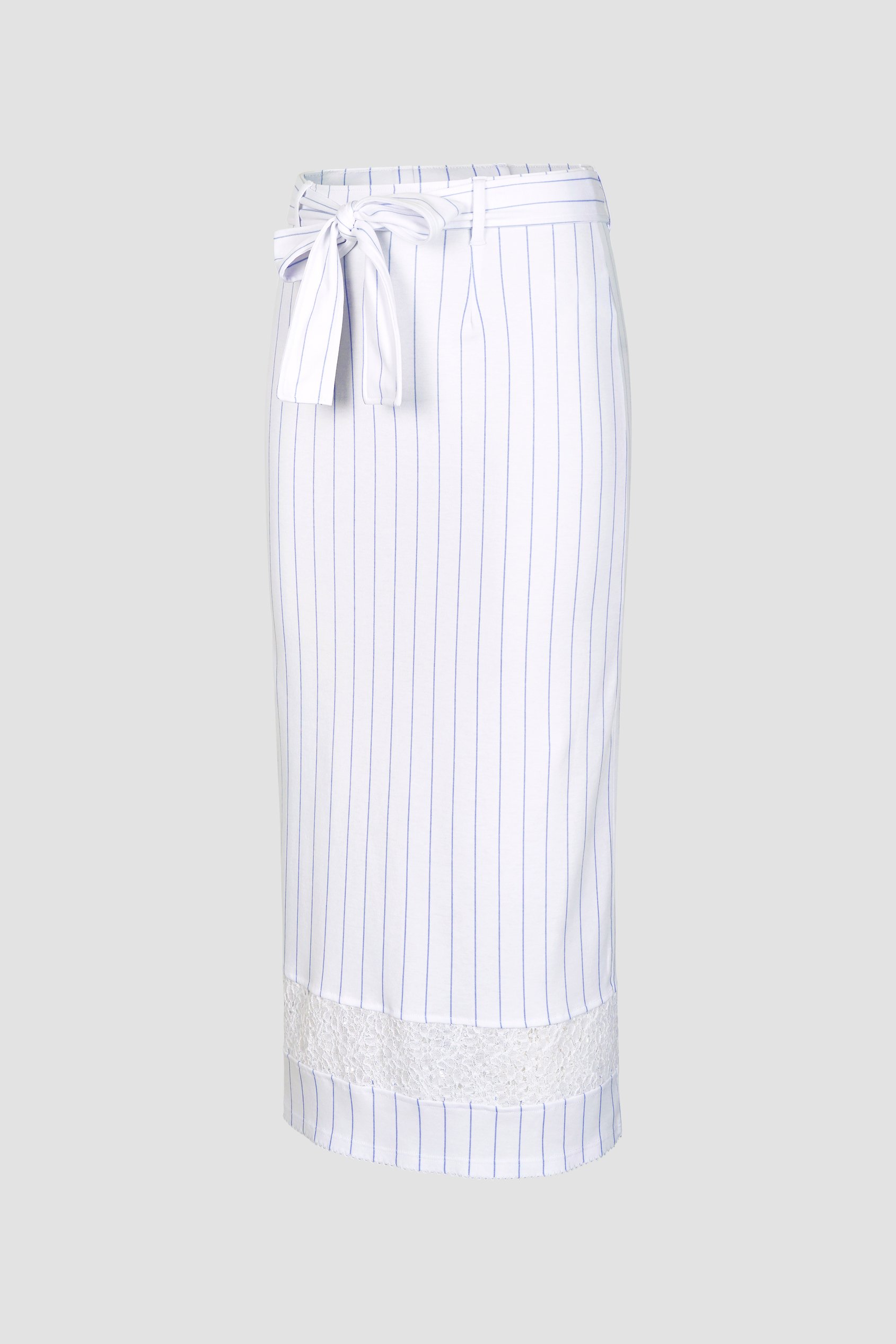 Basic Lace Details Striped Jersey Skirt