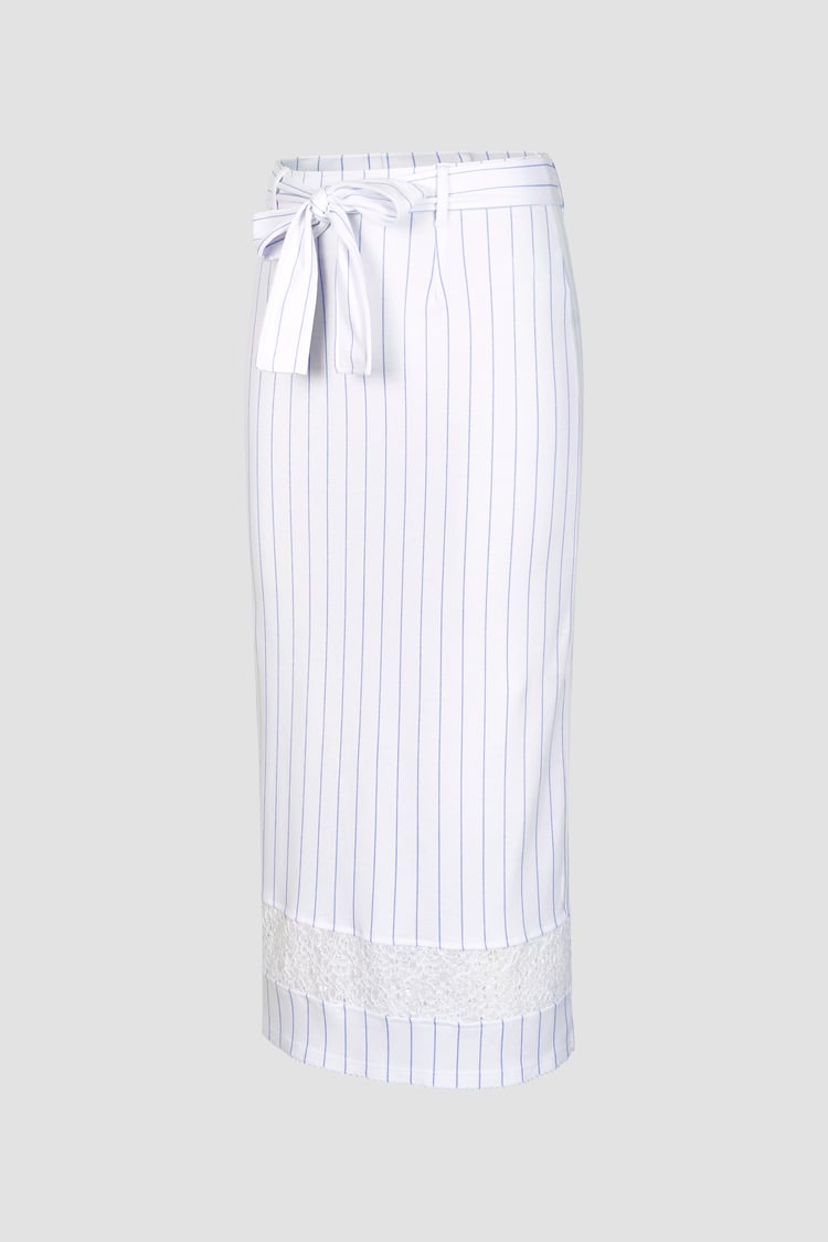 Basic Lace Details Striped Jersey Skirt