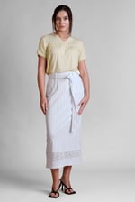 Basic Lace Details Striped Jersey Skirt