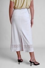 Basic Lace Details Striped Jersey Skirt