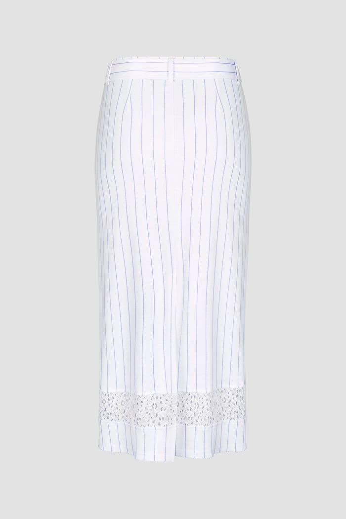 Basic Lace Details Striped Jersey Skirt
