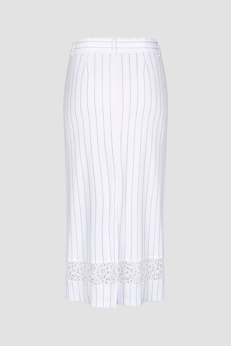 Basic Lace Details Striped Jersey Skirt