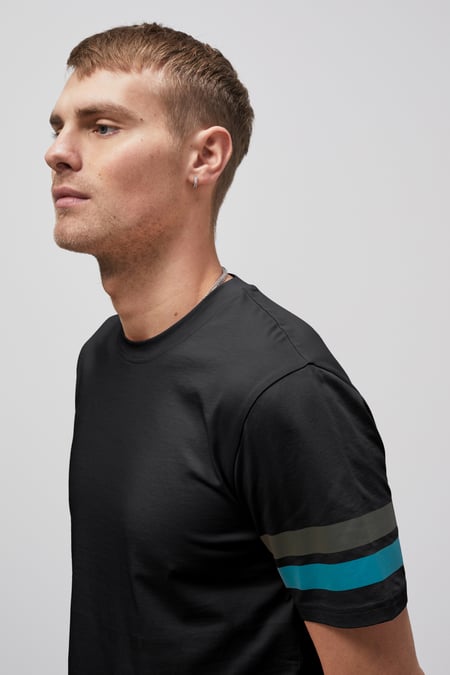 Black Printed Sleeve T-Shirt