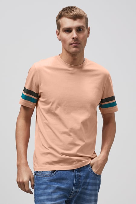 Cream Printed Sleeve T-Shirt