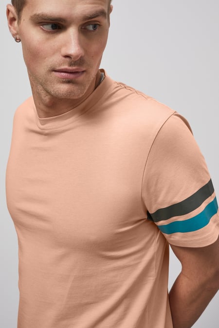 Cream Printed Sleeve T-Shirt