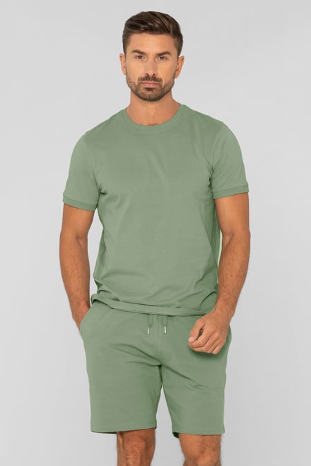 Green Cotton Terry Short Sleeve Tee and Short Co-order Set