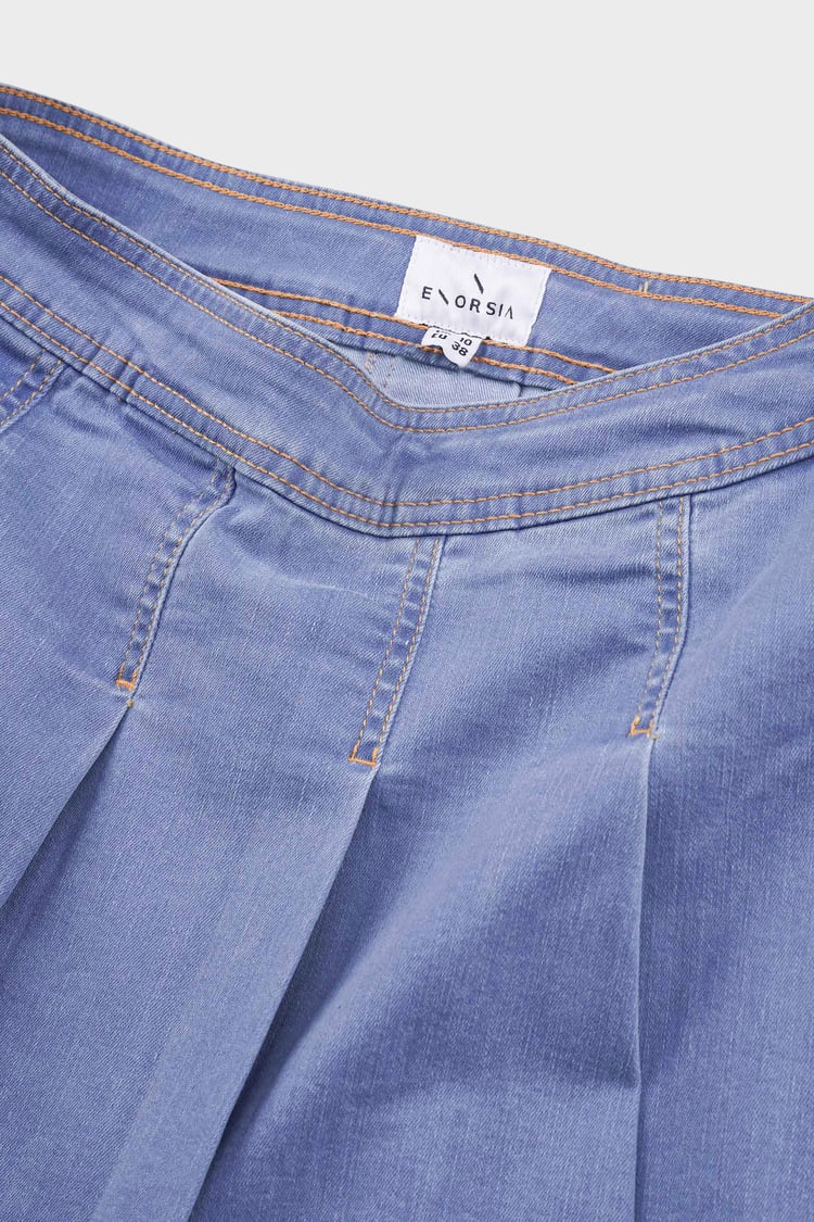 Pleated Design Frayed Raw Hem Mini Skirt